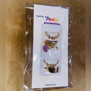 Gold and Purple Fashion Rings Set